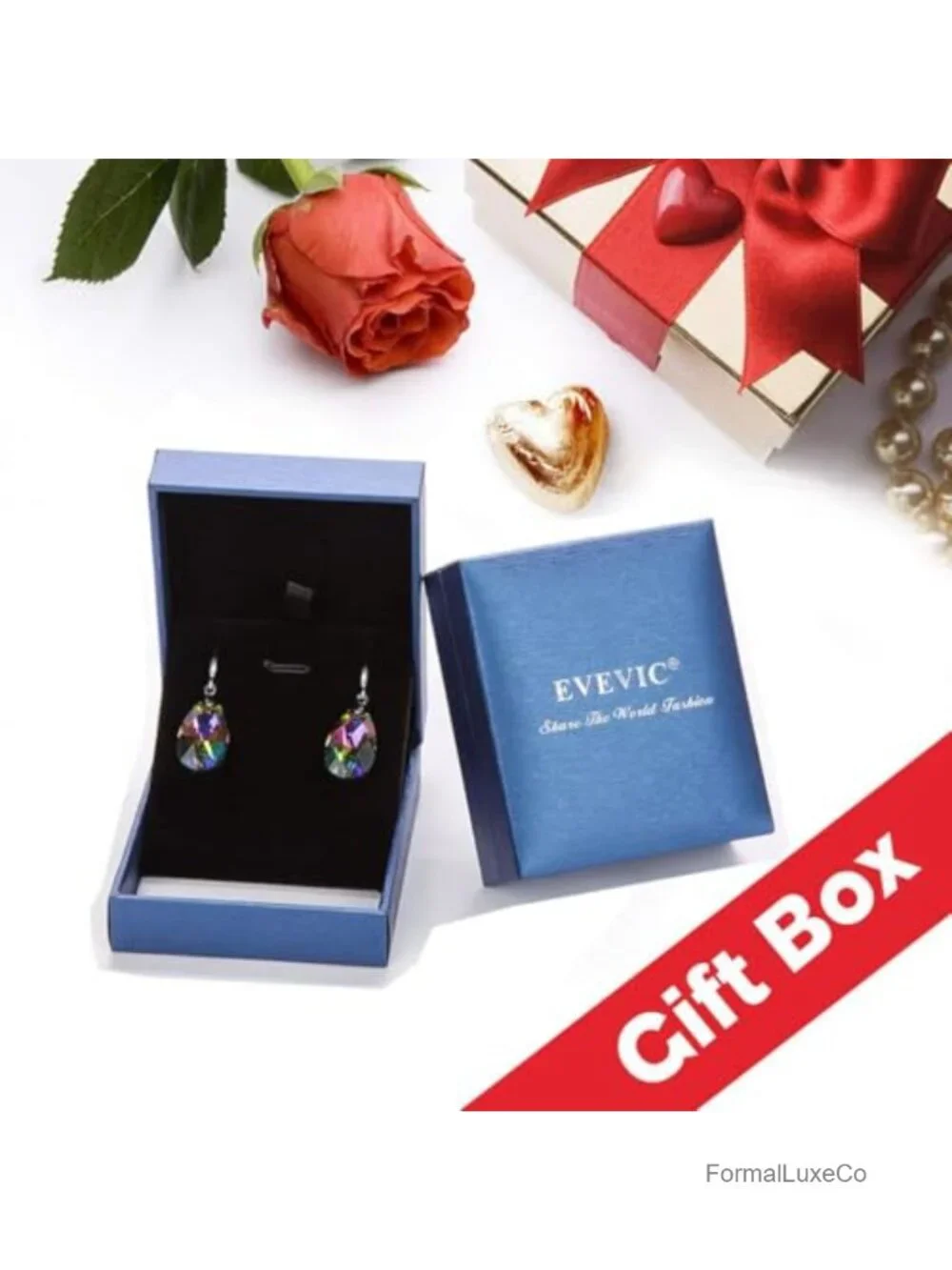 Austrian Crystal Teardrop Dangle Hook Earrings 14K Gold Plated Hypoallergenic
